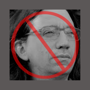 Curtis Yarvin with a No-symbol over his face
